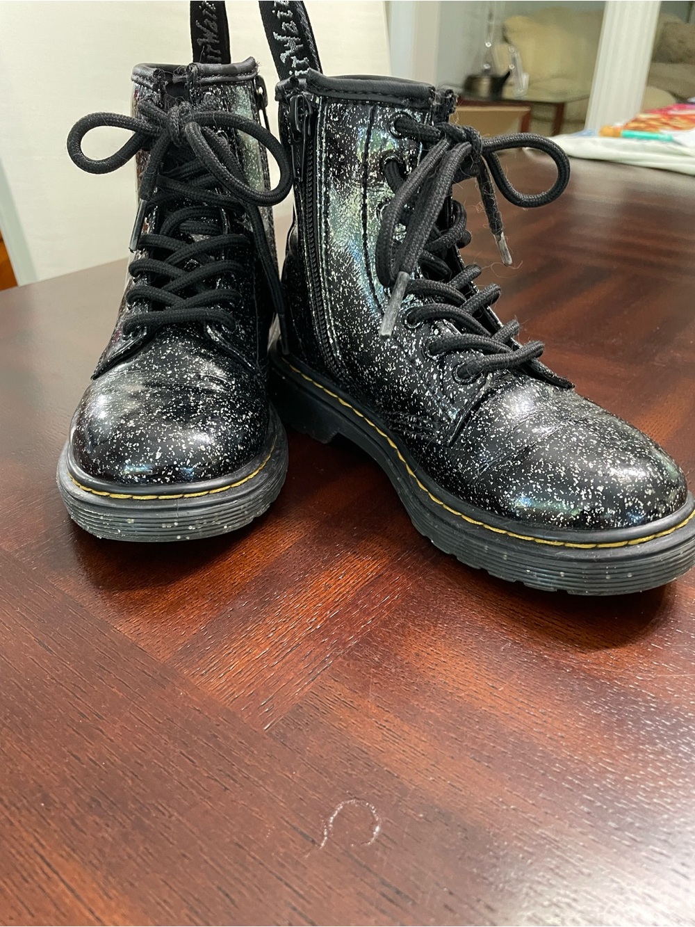 De Martens, Doc 1460 J size 12 Black and silver Airwair zip, lace up Boots
